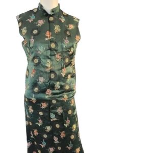 Vintage Josie's Chinese Cheongsam Dress Green 34/6